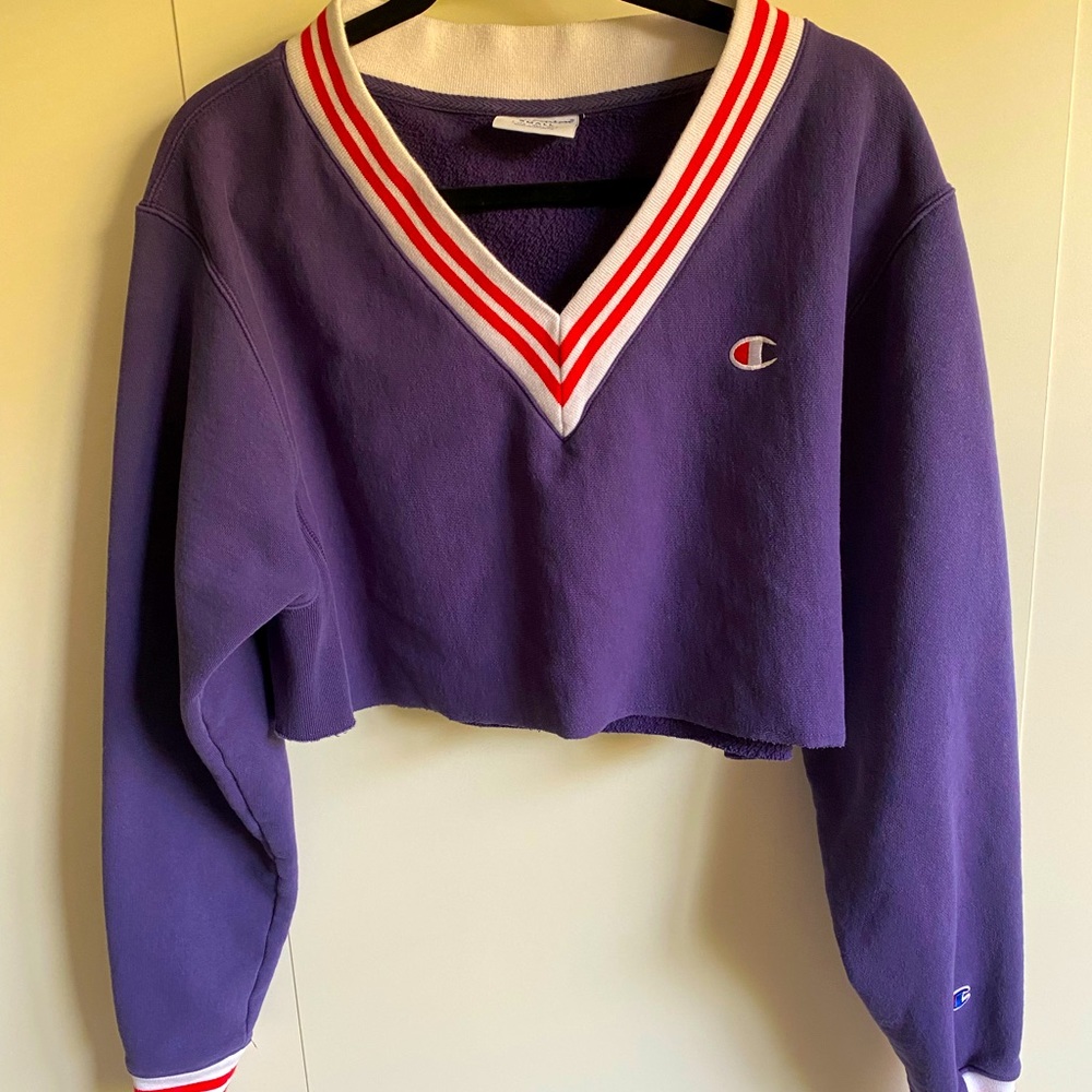 Reebok Purple Cropped Sweater